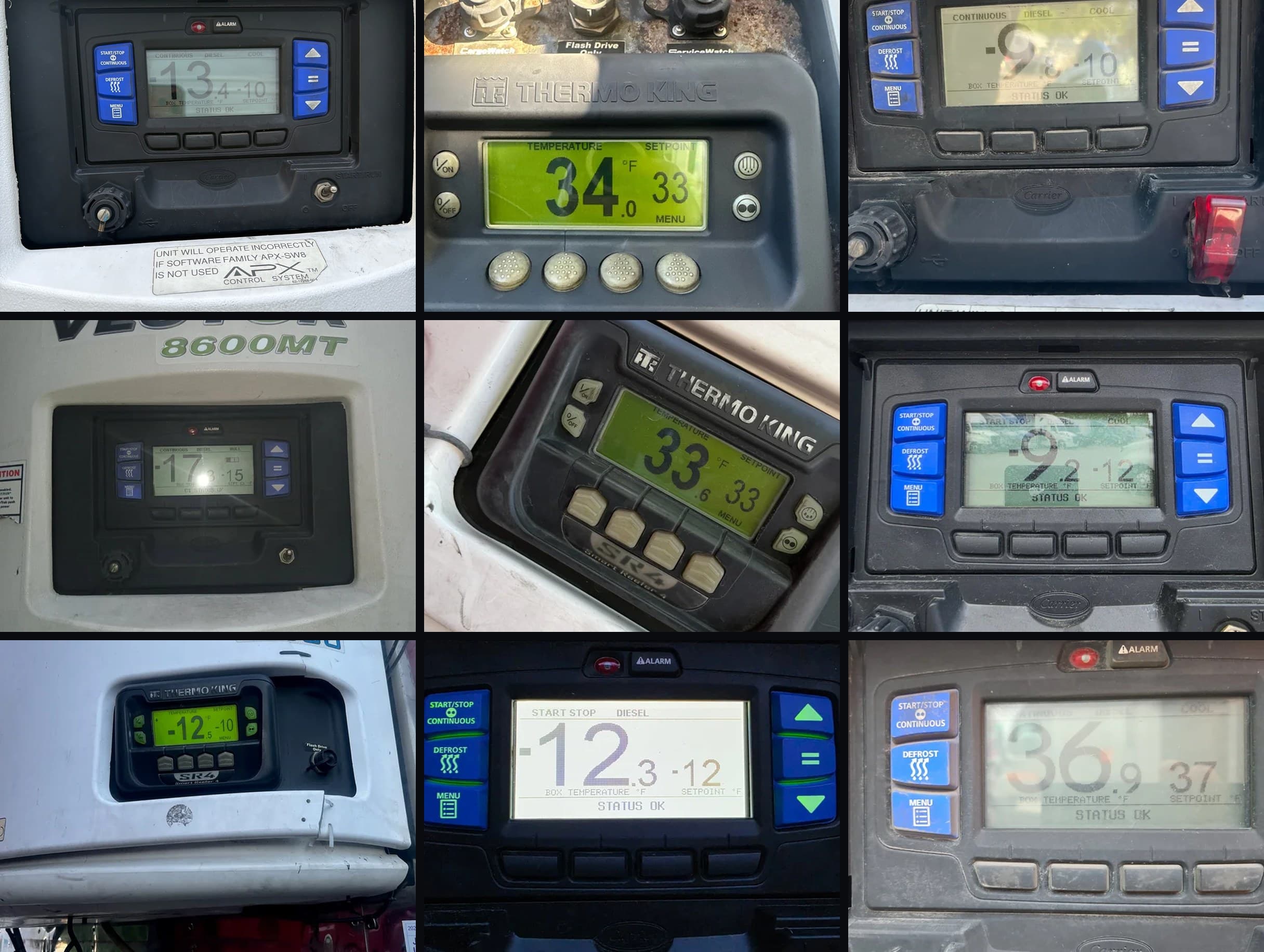 Driver-submitted reefer temperature photos from active loads